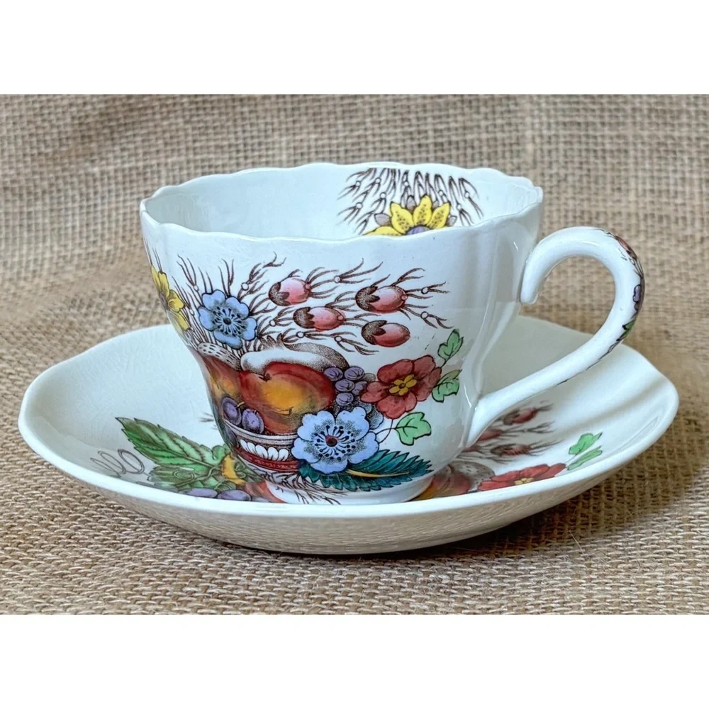 Vintage Copeland Spode Reynolds Floral Teacup Demitasse Cup And Saucer